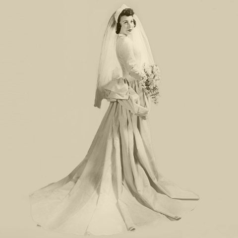 Bride in White Wedding Gown 1948