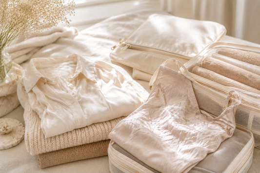 Folded clothes packed in storage bags to prevent wrinkles during storage