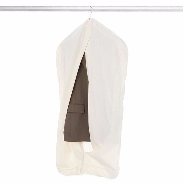 Luxury Cotton Garment Storage Bag | Short 40 inch | Certified Organic Cotton Suit Bag | Breathable | for Jackets & Short Dresses Storage | Garment