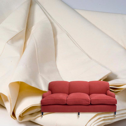 A Cotton Furniture Dust Cover With A Red Couch In The Foreground
